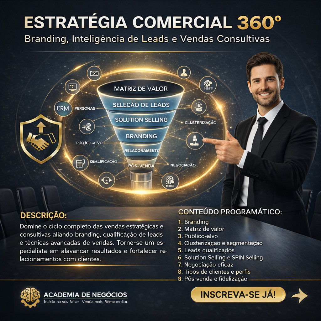 Estratégia Comercial 360°: Branding, Inteligência de Leads e Vendas Consultivas